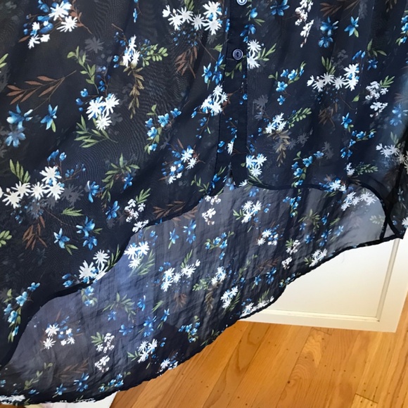 MAUVE Floral Tunic Babydoll Semi Sheer Blouse High Low Hem Women’s Plus Size 2X - Picture 5 of 16